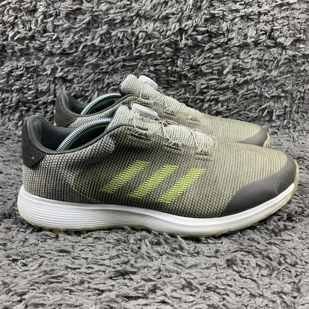 Adidas S2G BOA FW6313 Men's US 11 Golf Shoes Gray Solar Yellow Athletic Sneakers